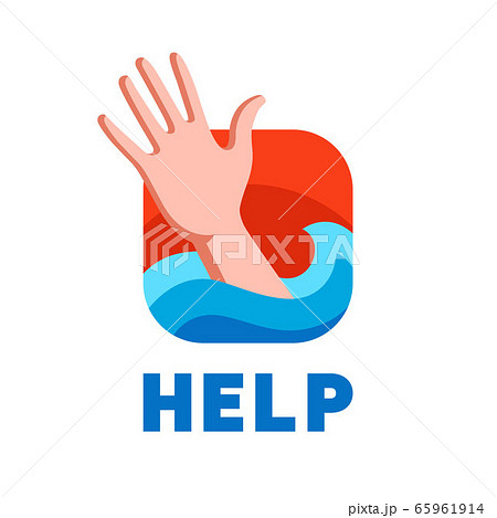 a drowning man asks for help. flat vector illustration. 65961914