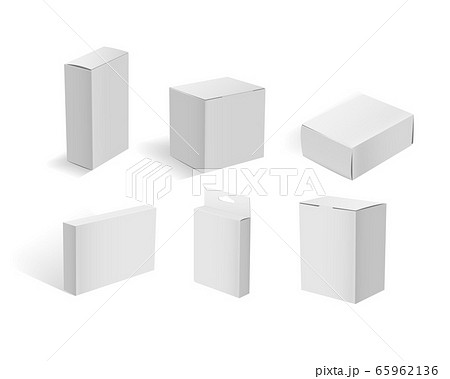 White cardboard boxes. Blank white packaging set 65962136