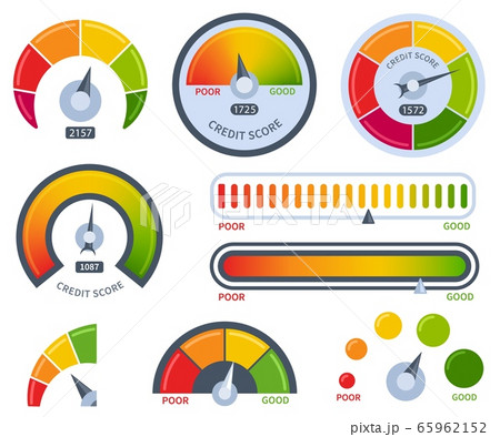 Credit Score Bad Or Good Meter Vector Setのイラスト素材