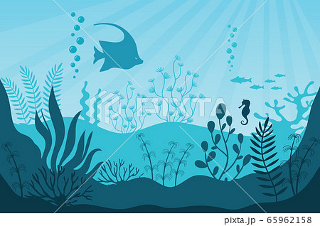 Aquarium life. Silhouettes of coral reef vector Aquarium life. Silhouettes of coral reef vector 65962158