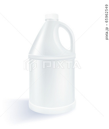 White cylindrical plastic gallon on a white background Used for milk product, alcohol, beverage, oil, water. Realistic file. White cylindrical plastic gallon on a white background Used for milk product, alcohol, beverage, oil, water. Realistic file. 65962549