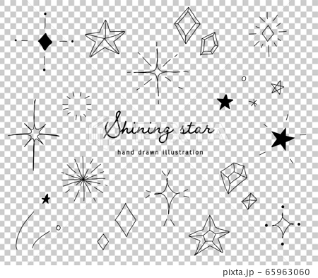 おしゃれでかわいい手書きの星のイラスト キラキラ 素材のイラスト素材