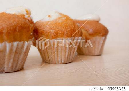 Muffin cakes dessert closeup view. Soft focus and Muffin cakes dessert closeup view. Soft focus and 65963363