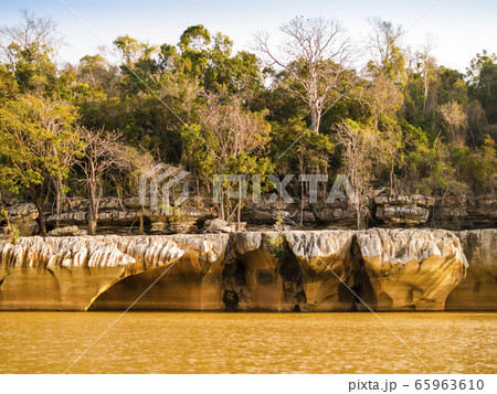 Impressive stone formations on the banks of Manambolo river, Tsingy de Bemaraha Strict Nature Reserve, Madagascar  65963610
