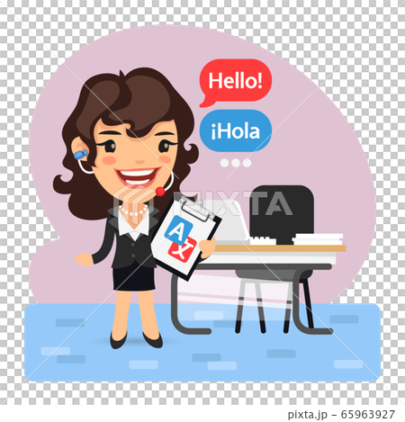 Cartoon Businesswoman Language Translatorのイラスト素材 [65963927