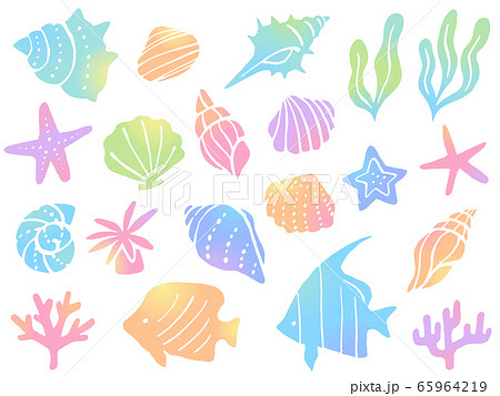 Sea Creatures Gradient Icon Set Stock Illustration