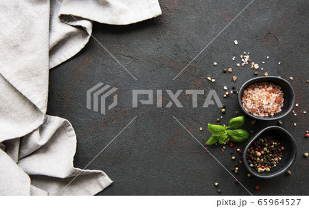 Spices on a black background Spices on a black background 65964527