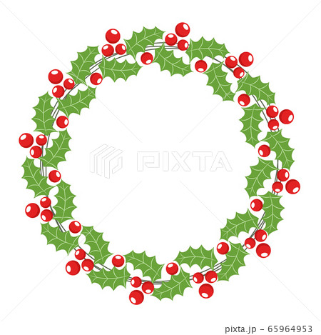 Christmas holly berry wreath round frame for 65964953