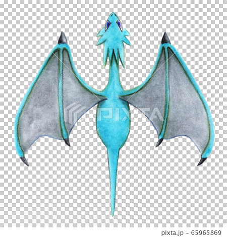 真上から見た飛んでいる水色のドラゴン 65965869