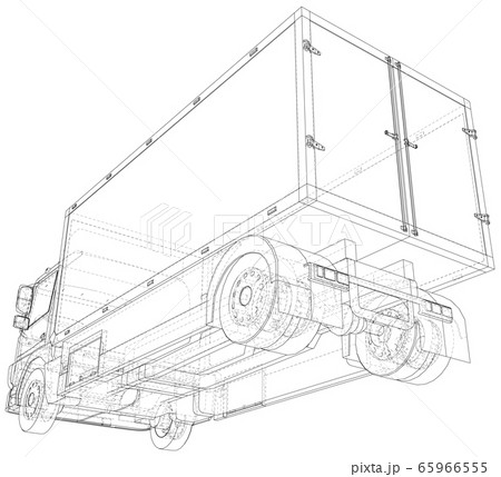 Vector Wire-frame isolated Commercial van truck on background. Vector rendering of 3d Vector Wire-frame isolated Commercial van truck on background. Vector rendering of 3d 65966555
