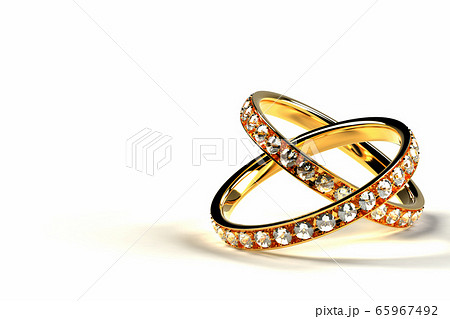 ペアリングした金色の指輪のイラストのイラスト素材 ペアリングした金色の指輪のイラストのイラスト素材