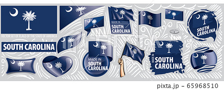 Vector set of flags of the American state of South Carolina in different designs 65968510