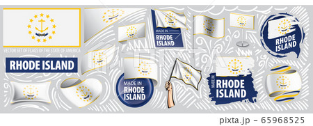 Vector set of flags of the American state of Rhode island in different designs Vector set of flags of the American state of Rhode island in different designs 65968525