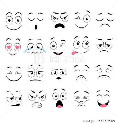 Expressive eyes and mouth smiling character face (2637216)