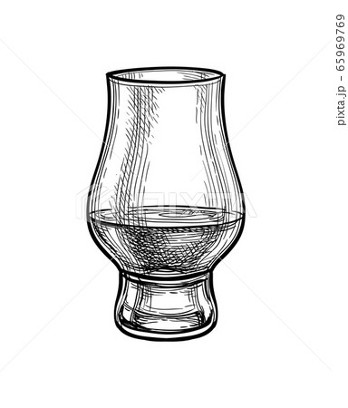 Ink sketch of whiskey glass 65969769