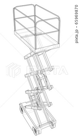 Scissor lift concept outline. Vector Scissor lift concept outline. Vector 65969870