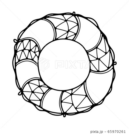 Doodle vector illustration with lifebuoy ring. Vector isolated sketch icon. 65970261