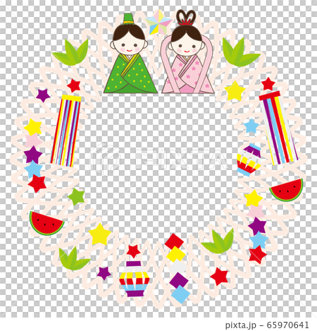 七夕素材 彦星 織姫 リース 65970641