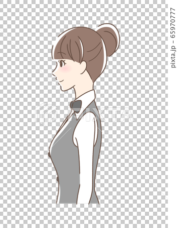 笑顔な女性の横顔のイラスト素材