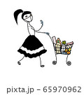 Cartoon female character buying food during 65970962