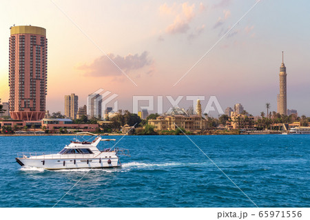 The Nile and the Cairo downtown view, Egypt 65971556
