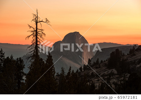 Sunset view of the Half Dome from the Olmsted Viewpoint in Yosemite 65972181