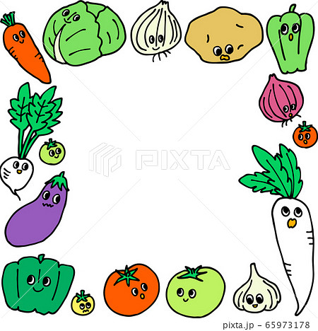 野菜キャラクターフレームのイラスト素材