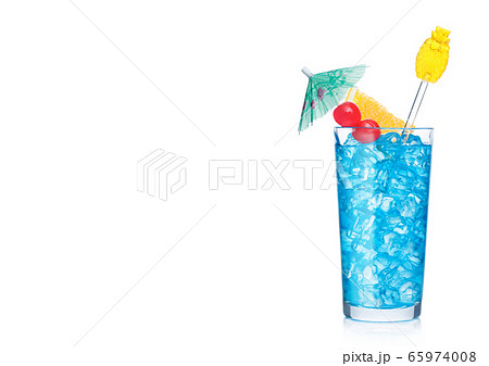 Blue lagoon cocktail highball glass with stirrer Blue lagoon cocktail highball glass with stirrer 65974008