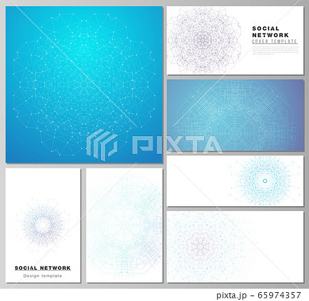 The minimalistic abstract vector illustration layouts of modern social network mockups in popular formats. Big Data Visualization, geometric communication background with connected lines and dots. The minimalistic abstract vector illustration layouts of modern social network mockups in popular formats. Big Data Visualization, geometric communication background with connected lines and dots. 65974357
