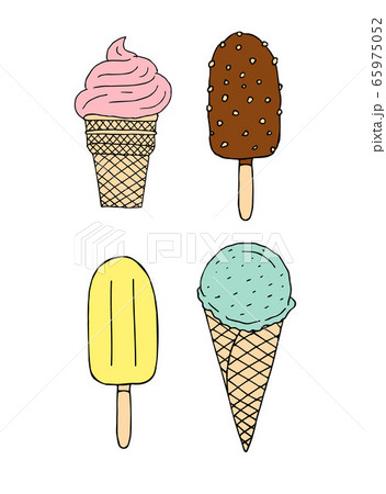 Vector set of doodle sketch colored ice cream 65975052