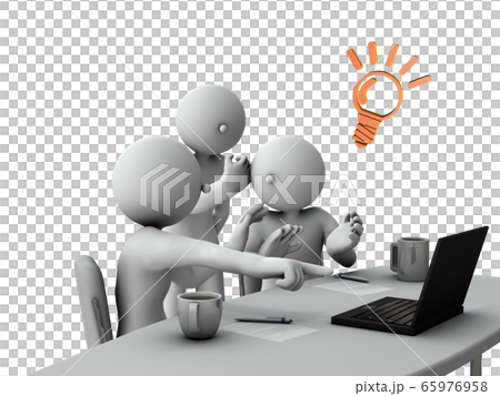 Team, white background, 3D rendering that worked together to solve the problem 65976958