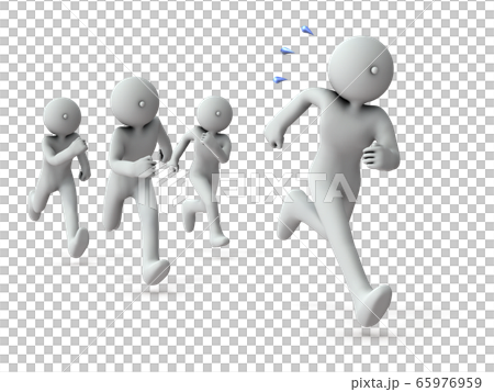 競り合いながら走り続けるライバル・白バック・3Dレンダリング 65976959