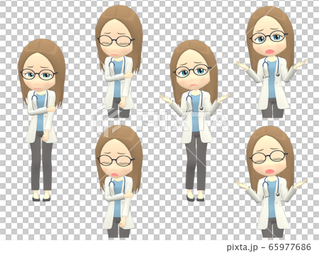 [Problem A] Caucasian female doctor straight front view 65977686