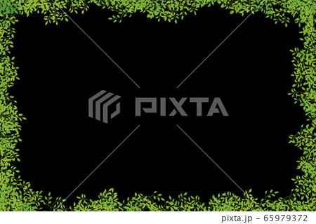 メッセージボード 葉っぱの枠 背景 黒のイラスト素材