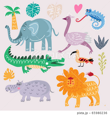Beautiful big set with tropical animals Beautiful big set with tropical animals 65980236
