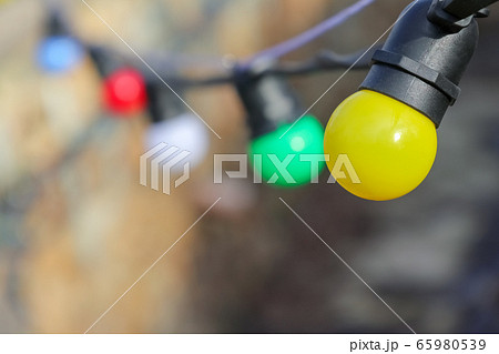 garland of colored light bulbs garland of colored light bulbs 65980539