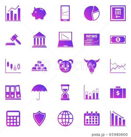 Stock market gradient icons on white background 65980600