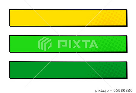 ポップなアメコミ風 シンプルなテロップベース３色セット 黄色 黄緑 緑 のイラスト素材