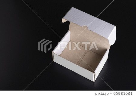 Rectangular white box on black background mock-up 65981031