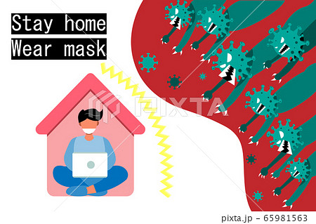 CoVID-19 outbreak throughout the city. Stay at Home. Wear a protective medical mask. Keep Social Distancing. 65981563