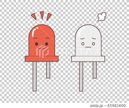 赤色ledのマスコットキャラクター 点灯と故障のイラスト素材