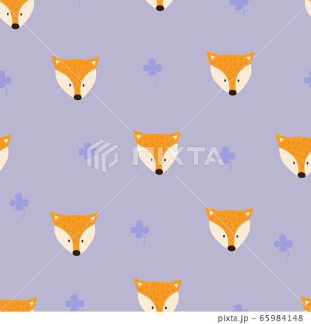 Seamless pattern the face of a Fox. Vector drawing of purple background. Seamless pattern the face of a Fox. Vector drawing of purple background. 65984148