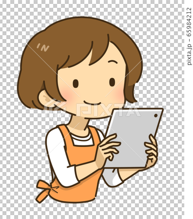 家庭主婦在平板電腦上搜索 65984212