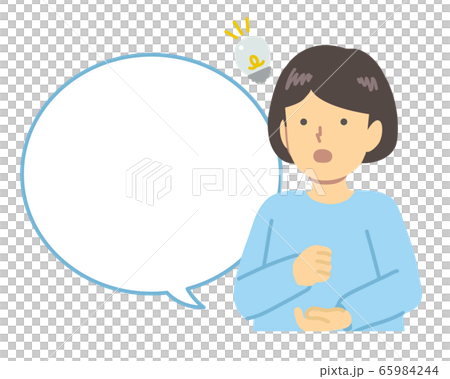 水色の服を着た/ひらめいた女の子吹き出し 水色の服を着た/ひらめいた女の子吹き出し 65984244