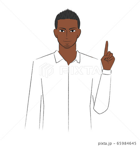 指差しをする褐色肌の男性のイラスト素材