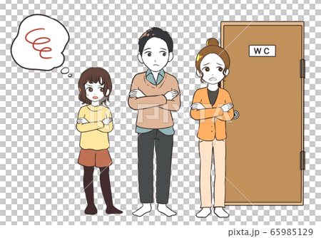 トイレに行列ができるのイラスト素材