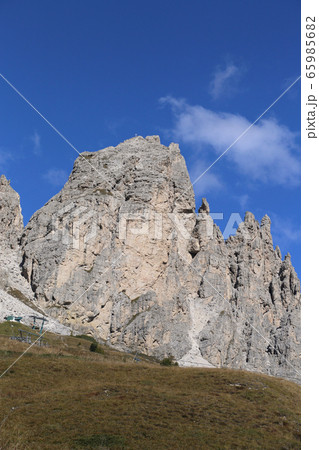 Dolomites mountain peak, Gardena Pass, Italy 65985682