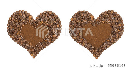 Coffee beans isolated on a white background. Two 65986143