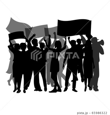 Crowd black silhouette isolated 65986322