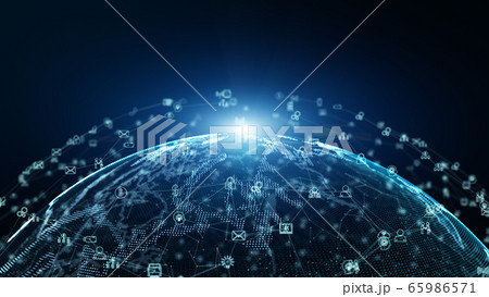 Digital data network connections with icon of Digital data network connections with icon of 65986571